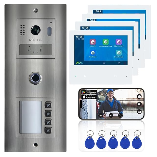 Système d’interphone vidéo MATHFEL pour quatre appartements